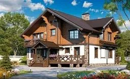 Проект комбинированного дома из клеенного бруса 3961