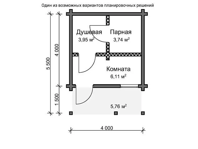 Проект бани из клееного бруса ЛайтХаус 1