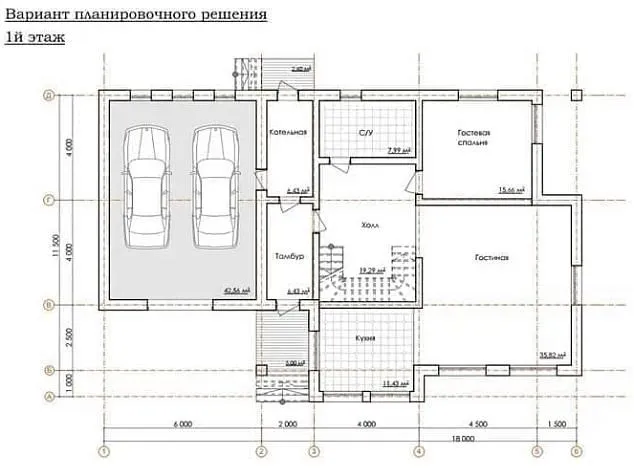 Проект комбинированного дома из клеенного бруса 11-954