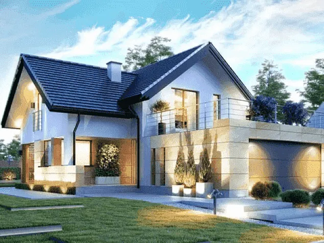 Проект комбинированного дома из клеенного бруса 2-811