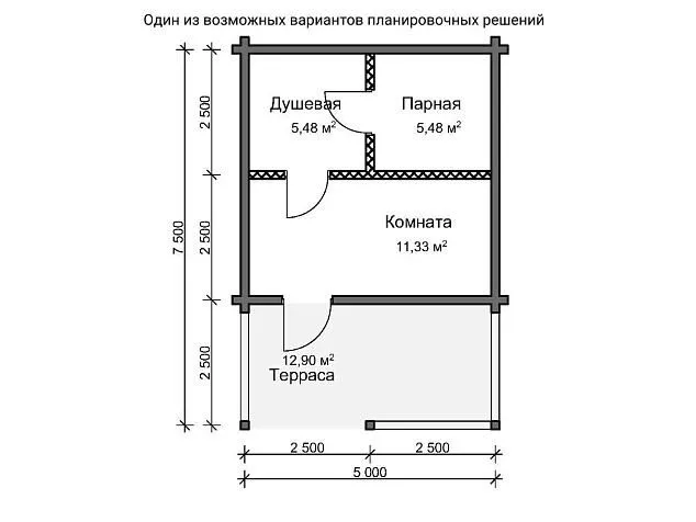 Проект бани из клееного бруса ЛайтХаус 2