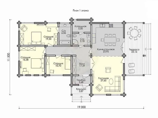 Проект дома из клеенного бруса 76-352